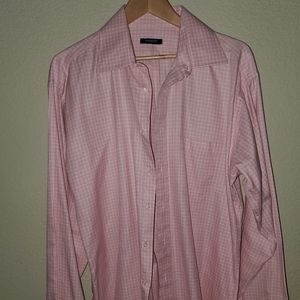 Burberry mens dress shirt pink/white checkered